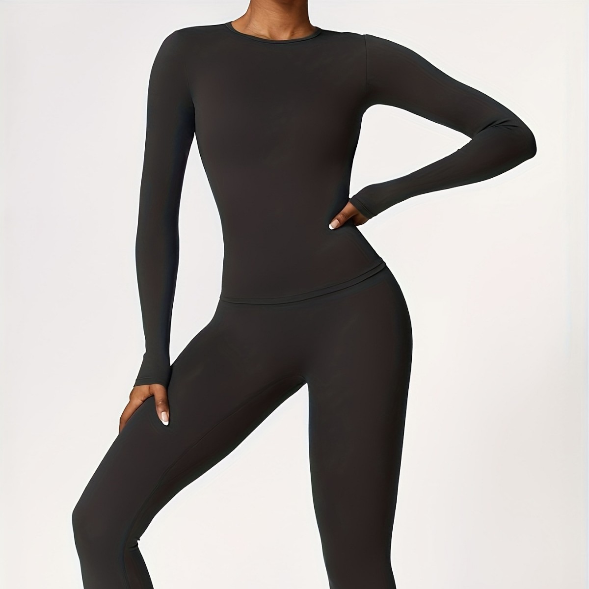 Winter Clothing For Women - ชุดโยคะรัดรูป แขนยาว สำหรับวิ่งออกกำลังกายกลางแจ้ง เสื้อผ้าฟิตเนสสำหรับฤดูใบไม้ร่วงและฤดูหนาว ชุดพิลาทิสสำหรับผู้หญิง