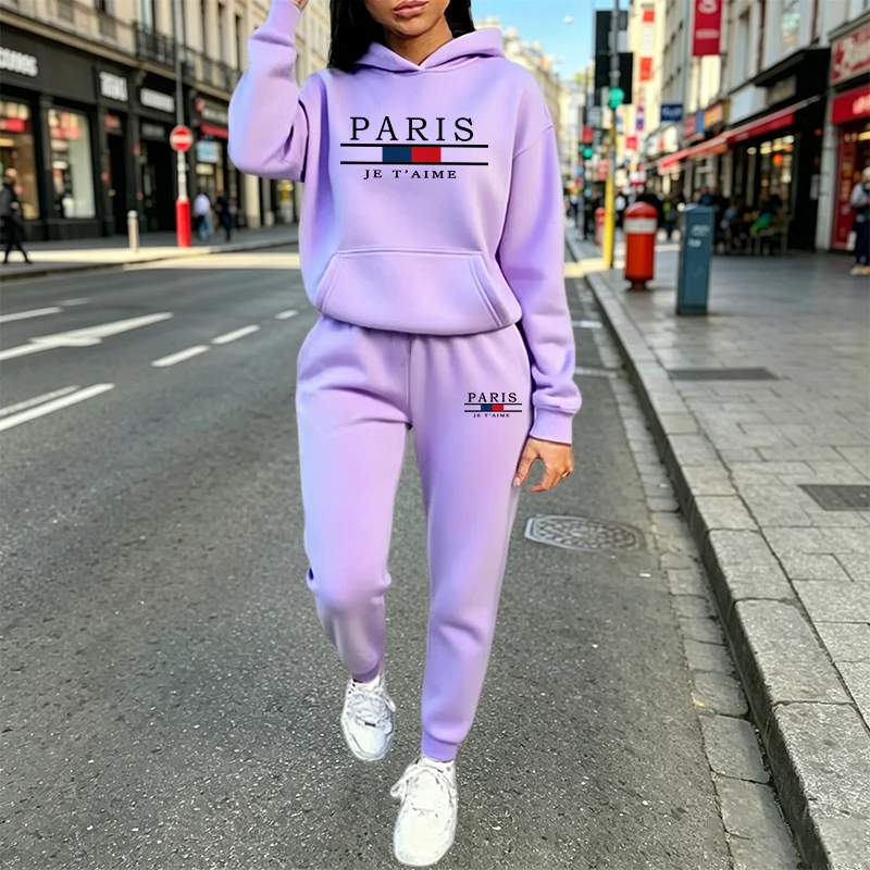 Winter Clothing Sale Women - ชุดเซ็ตเสื้อฮู้ดลำลองสำหรับผู้หญิง ขายดีประจำปี 2026 เหมาะสำหรับออกกำลังกายกลางแจ้ง วิ่งจ๊อกกิ้ง เสื้อผ้าฤดูใบไม้ร่วง-ฤดูหนาว