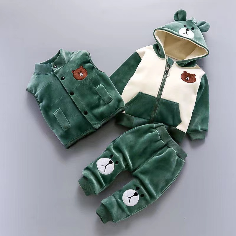 Winter Clothing Toddler Girl - 3Pcs ทารกแรกเกิดเสื้อผ้าเด็กทารกเสื้อผ้าชุดชุดเด็กทารกฤดูใบไม้ร่วงฤดูหนาวเสื้อกั๊ก + เสื้อ + กางเกงชุดเสื้อผ้า
