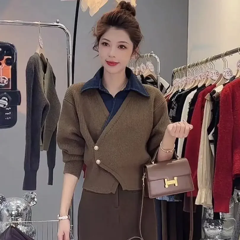 Winter Clothing On Sale - เสื้อโปโลถักทรงหลวมสำหรับสตรีเสื้อยืด Y2k แฟชั่นสไตล์เกาหลี2025