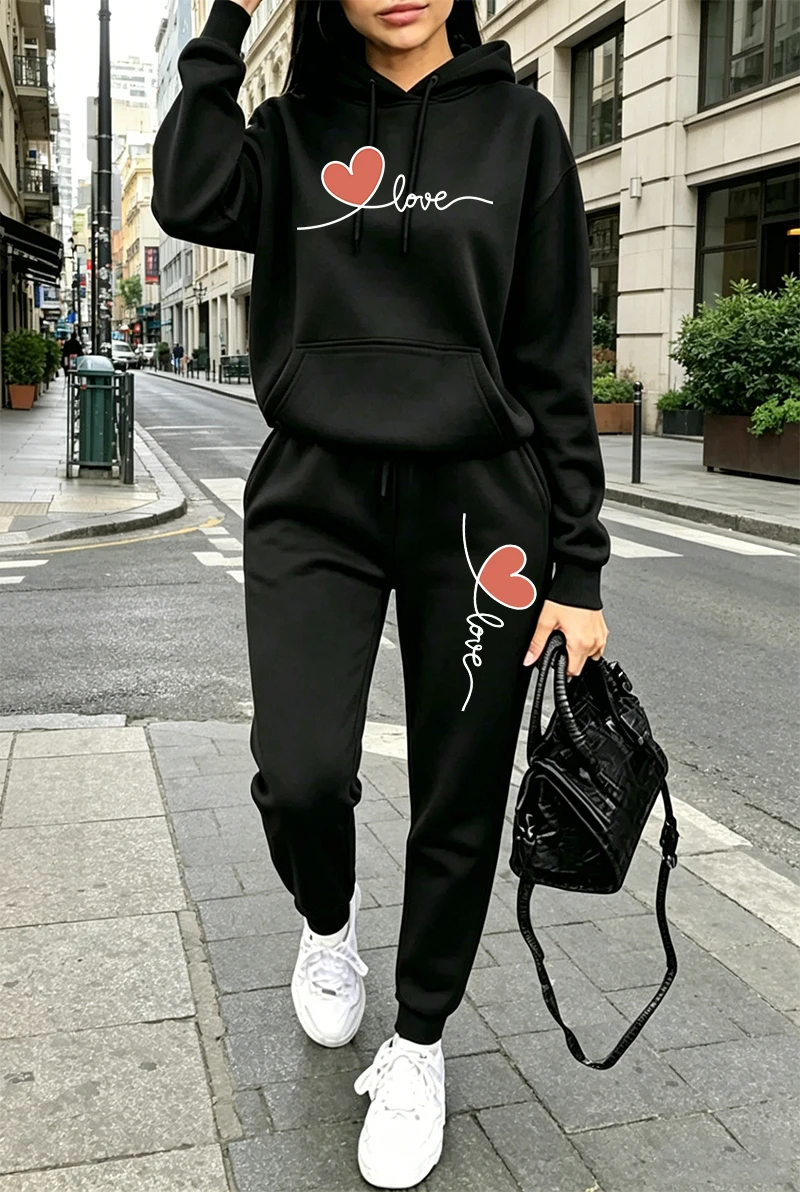 Winter Clothing For Women - ชุดวอร์มผู้หญิงลายพิมพ์ลำลอง แขนยาว เสื้อฮู้ดดี้ เสื้อสเวตเชิ้ต สำหรับกิจกรรมกลางแจ้ง กีฬา