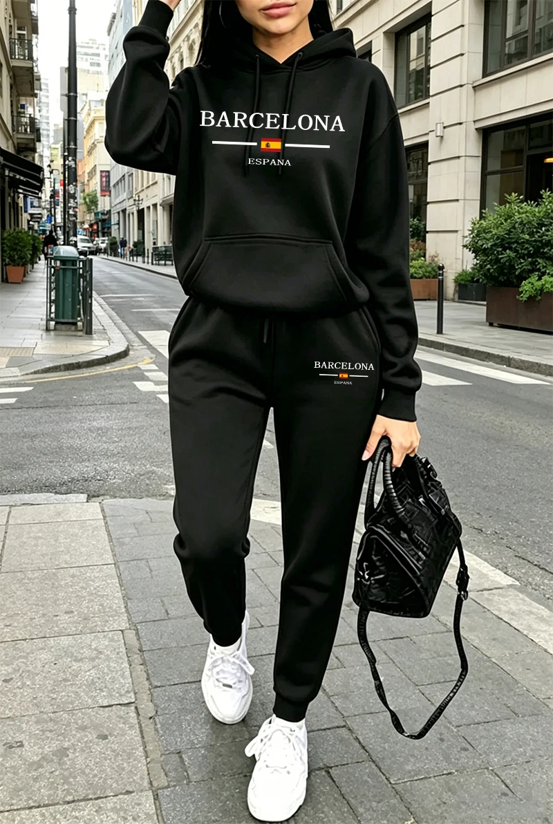 Winter Clothing For Women - ชุดวอร์มแฟชั่นผู้หญิง พิมพ์ลาย เสื้อฮู้ดลำลอง เสื้อสเวตเชิ้ตสำหรับกิจกรรมกลางแจ้ง เสื้อผ้ากีฬา วิ่งจ๊อกกิ้ง