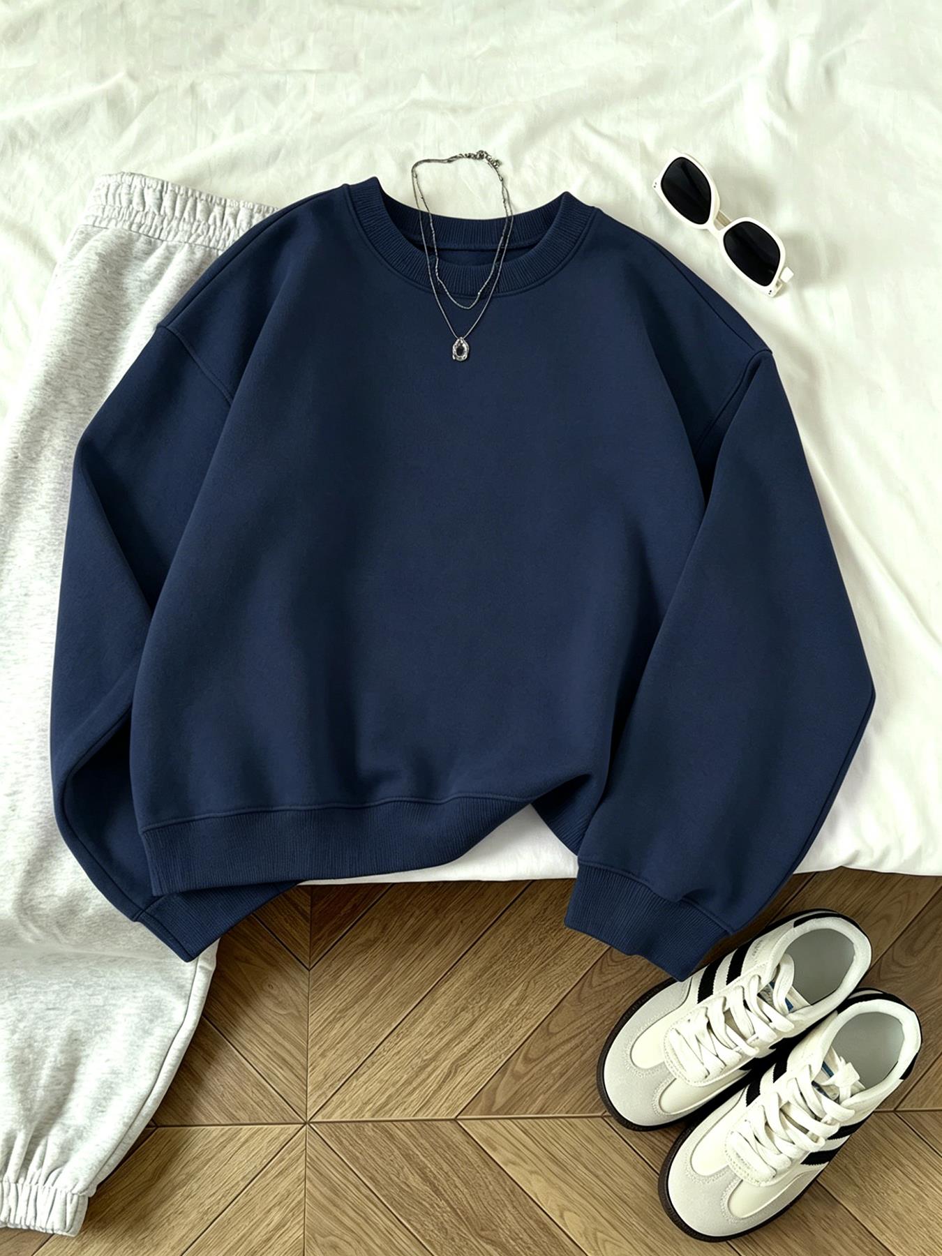 เสื้อสเวตเชิ้ตคอกลมลำลองสำหรับ - Winter Clothing On Sale บทวิจารณ์และราคา