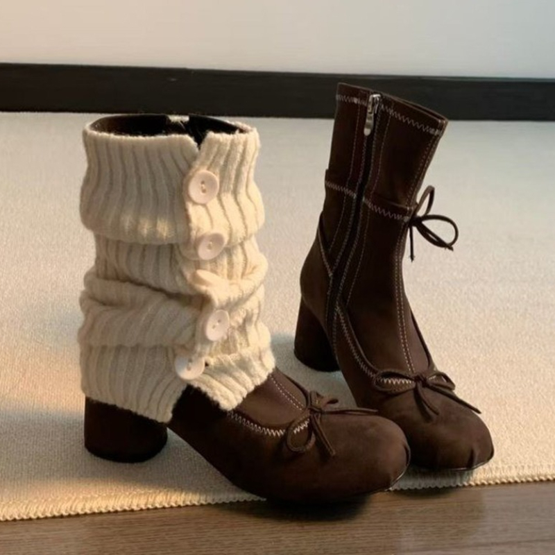 รองเท้าบูทส้นสูงแบบผูกโบว์สำหร - Winter Clothing For Women บทวิจารณ์และราคา