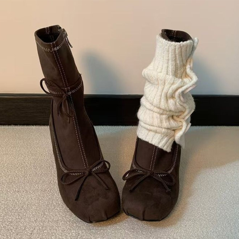 รองเท้าบูทส้นสูงแบบผูกโบว์สำหร - Winter Clothing For Women บทวิจารณ์และราคา