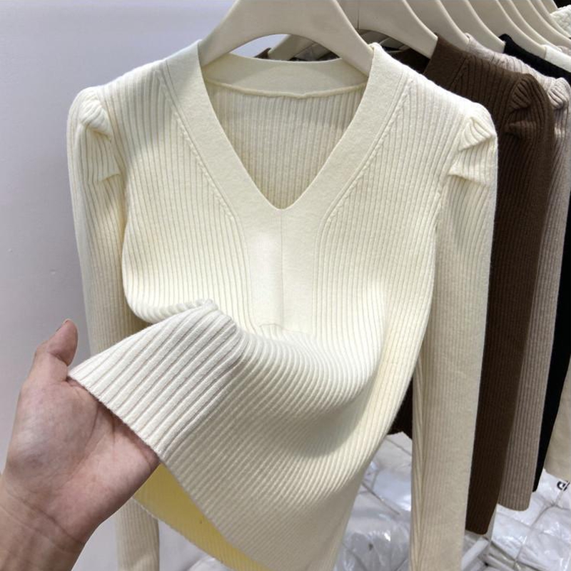 เสื้อสเวตเตอร์คอวีทรงสวยสำหรับ - Winter Clothing Factory Outlet บทวิจารณ์และราคา