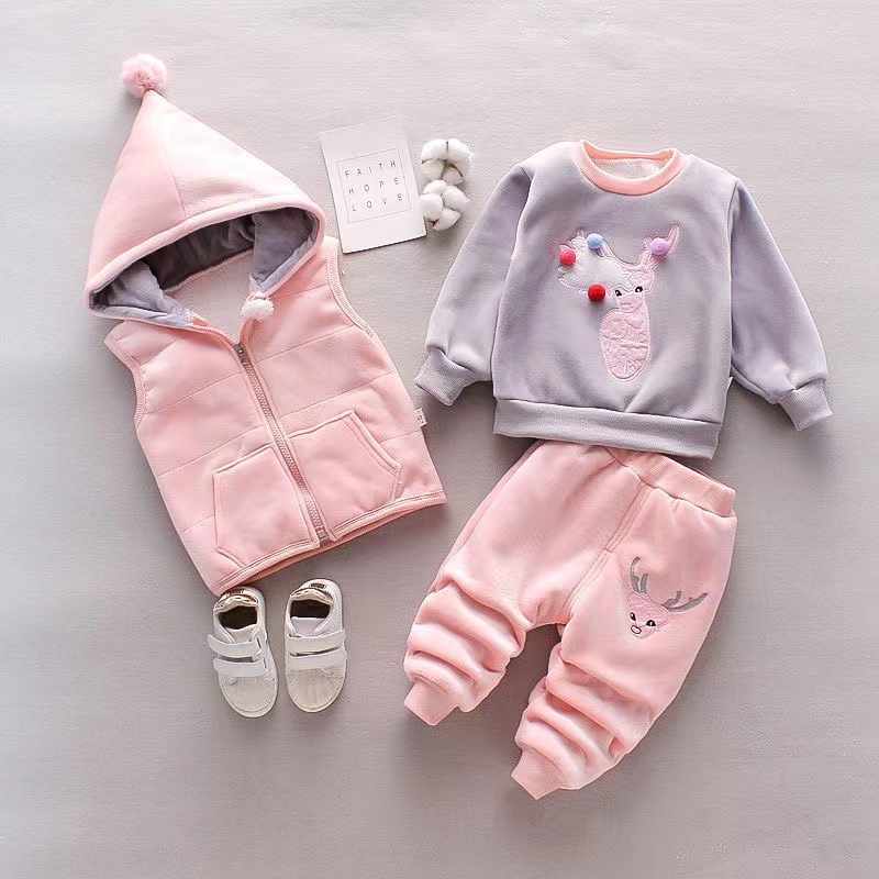 3Pcs ทารกแรกเกิดเสื้อผ้าเด็กทา - Winter Clothing Toddler Girl บทวิจารณ์และราคา