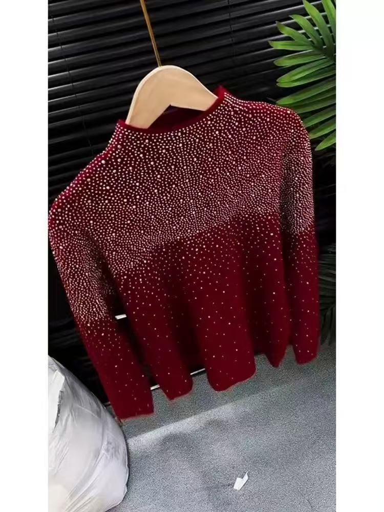 เสื้อสเวตเตอร์สีแดงไวน์ทรงเข้า - Winter Clothing Factory Outlet บทวิจารณ์และราคา