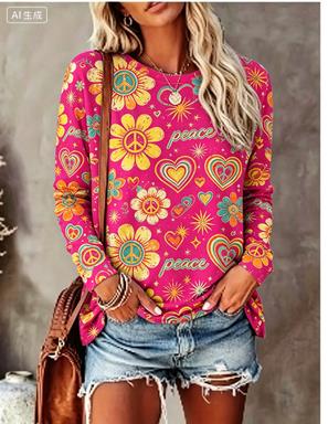 เสื้อยืดแขนยาวผู้หญิง ลายดอกเด - Winter Clothing For Women บทวิจารณ์และราคา