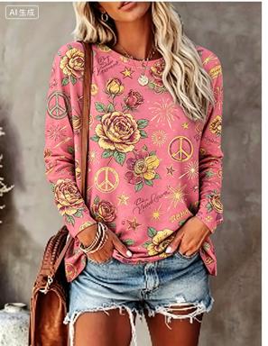 เสื้อยืดแขนยาวผู้หญิง ลายดอกเด - Winter Clothing For Women บทวิจารณ์และราคา