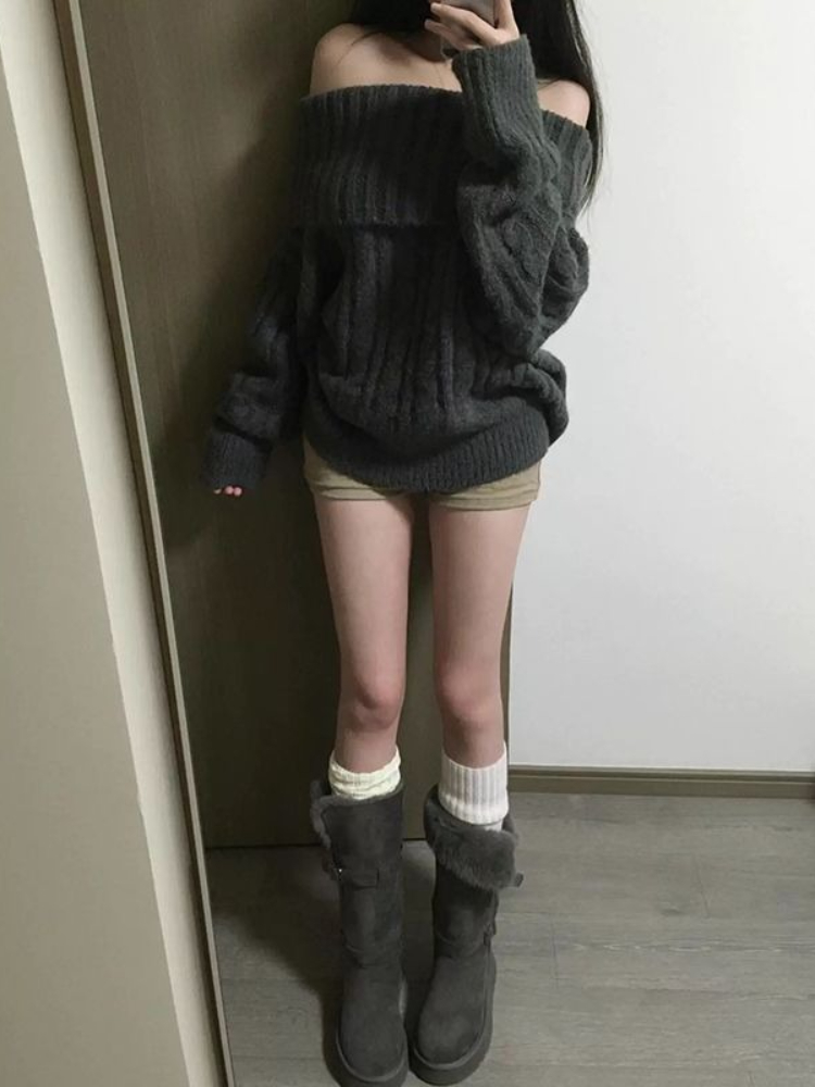 เสื้อสเวตเตอร์ไหมพรมสีเทาแบบเป - Winter Clothing Factory Outlet บทวิจารณ์และราคา